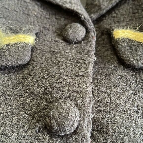 Monkey Wear vintage VTG tweed blazer suit coat jacket crochet flower black - Picture 11 of 12